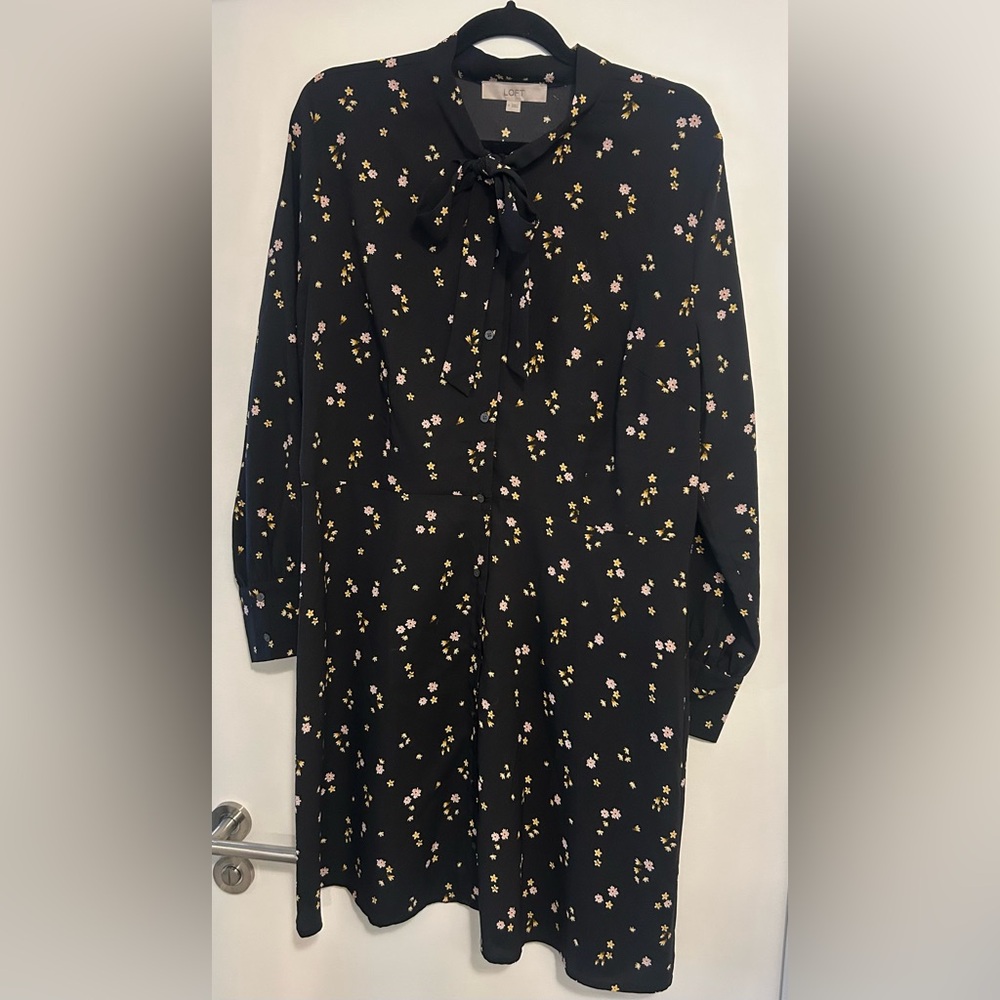 LOFT Floral Black Dress